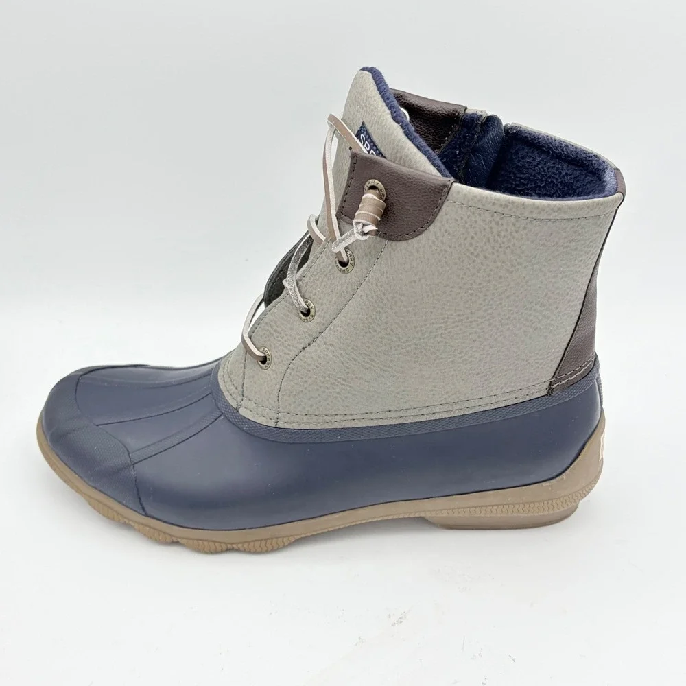 Sperry Saltwater Duck‎ Boots Womens 9 Navy Grey Waterproof Leather Boots Utility